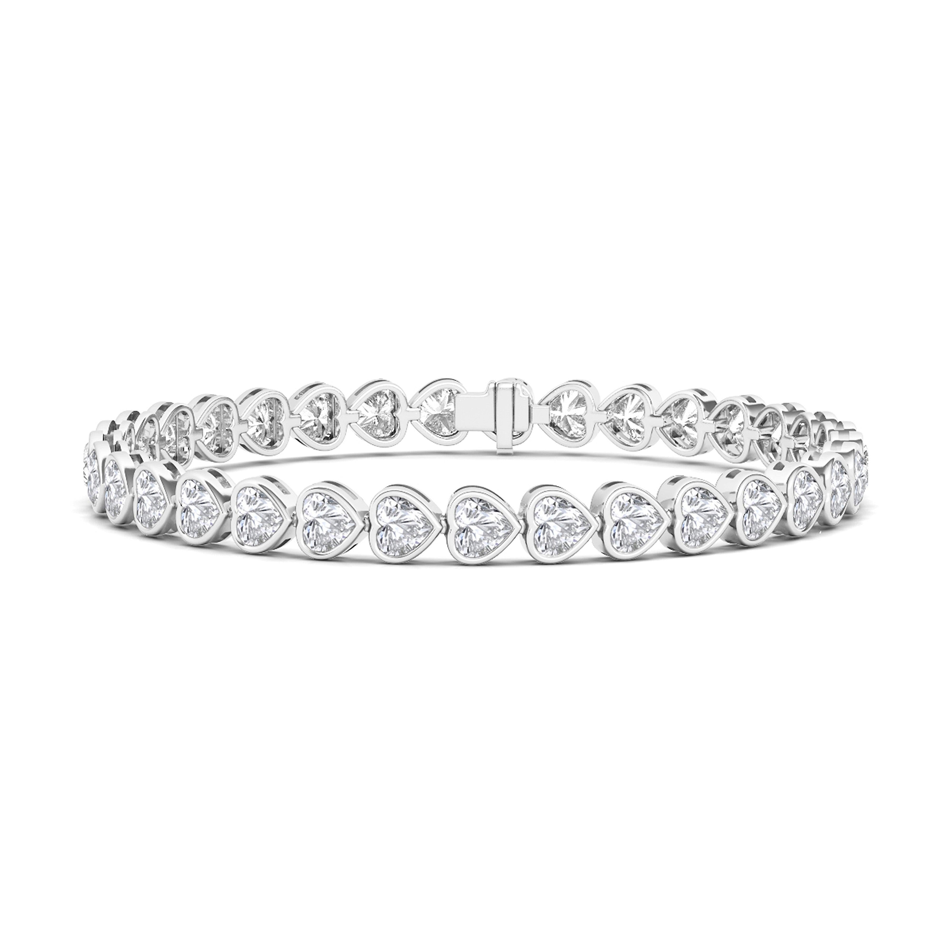 Bezel set Heart Diamond Bracelet - HauteCarat