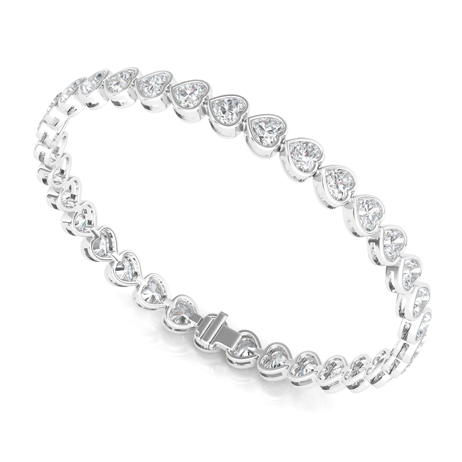 Bezel set Heart Diamond Bracelet - HauteCarat