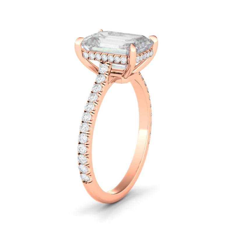 Emerald Cut with Pave Diamonds Ring - HauteCarat