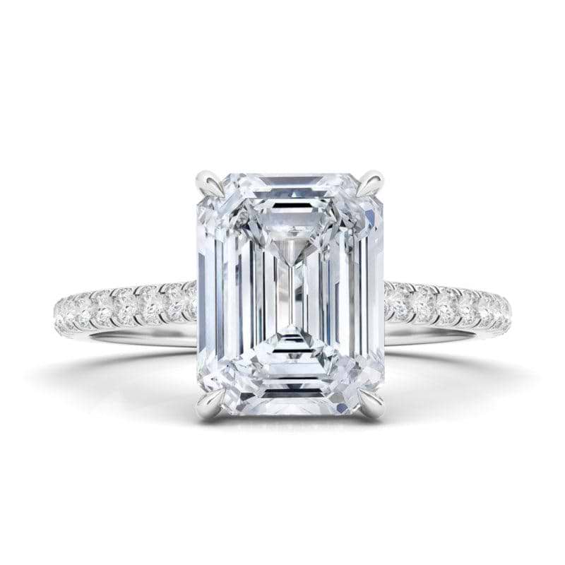 Emerald Cut with Pave Diamonds Ring - HauteCarat