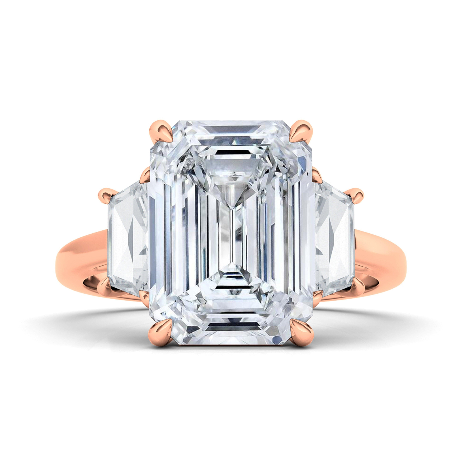 Emerald Cut Engagement Ring With Trapezoids - HauteCarat