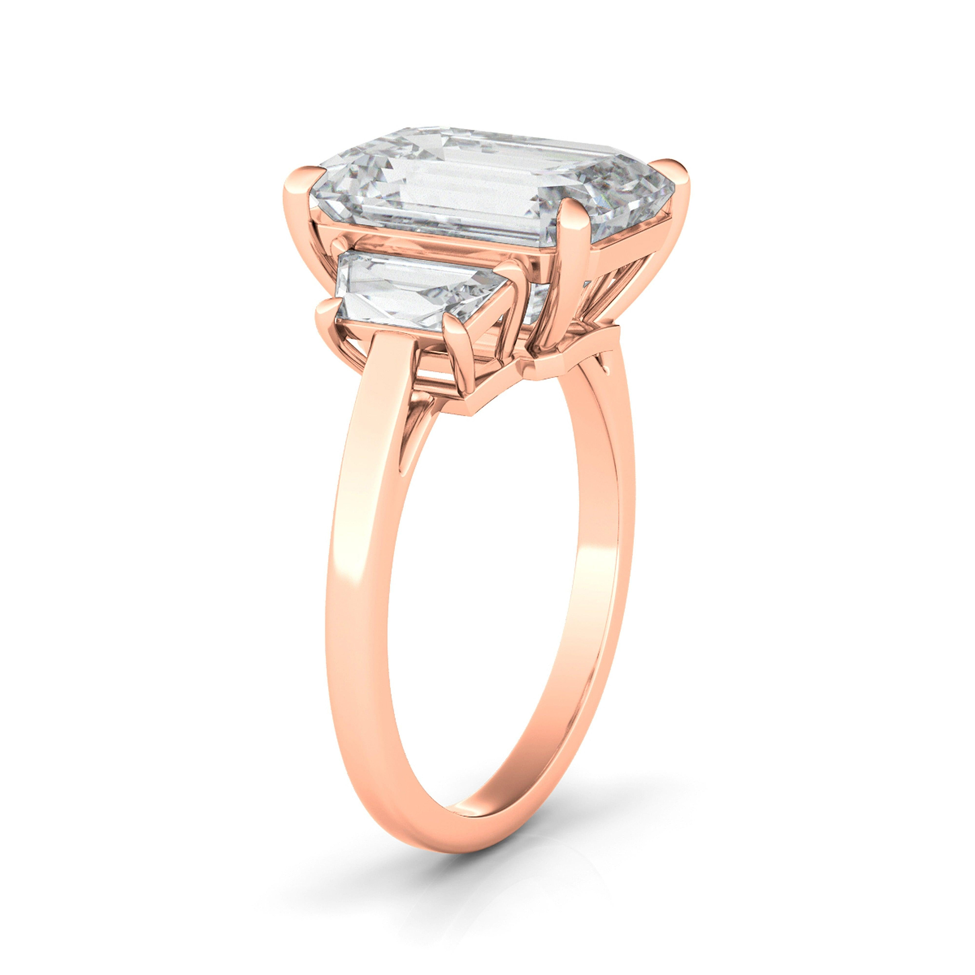 Emerald Cut Engagement Ring With Trapezoids - HauteCarat