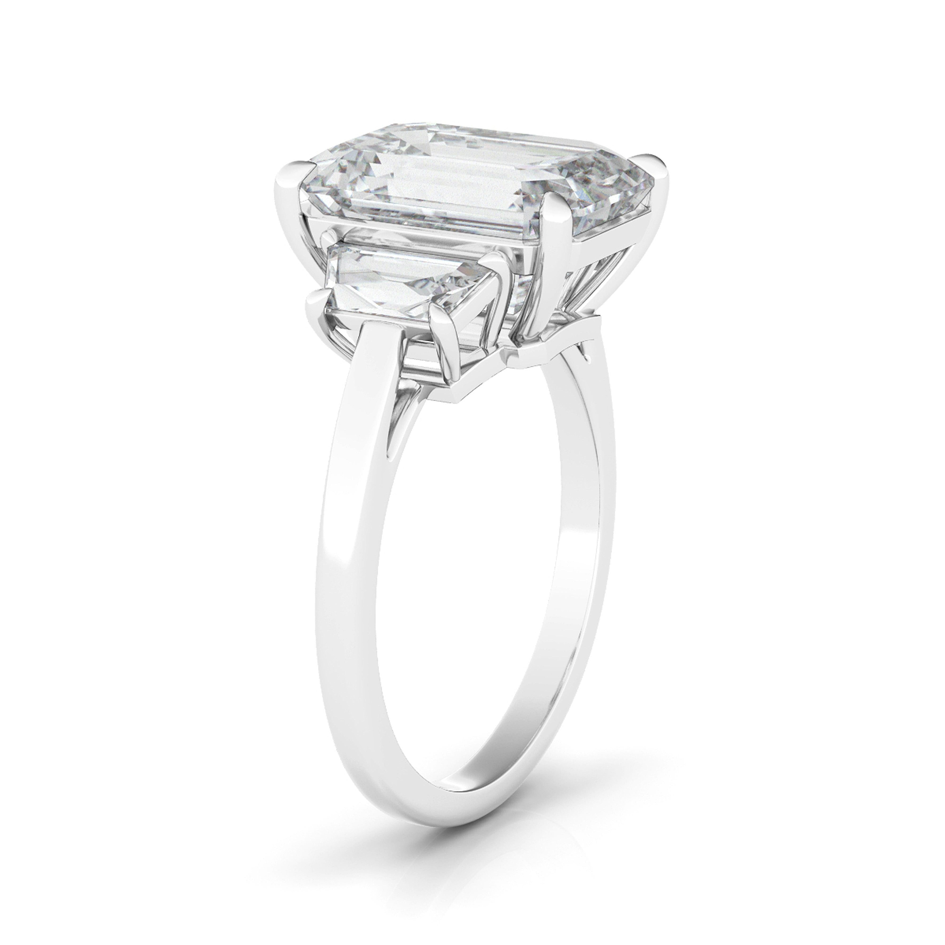 Emerald Cut Engagement Ring With Trapezoids - HauteCarat