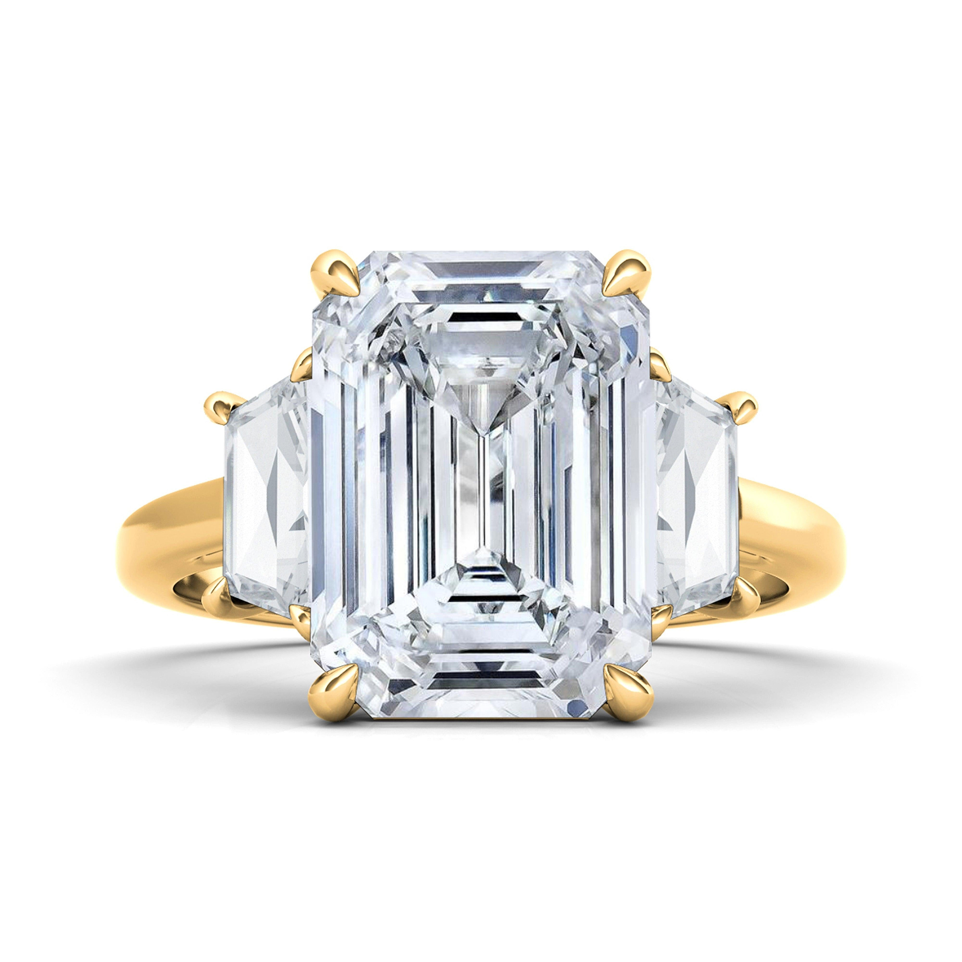 Emerald Cut Engagement Ring With Trapezoids - HauteCarat