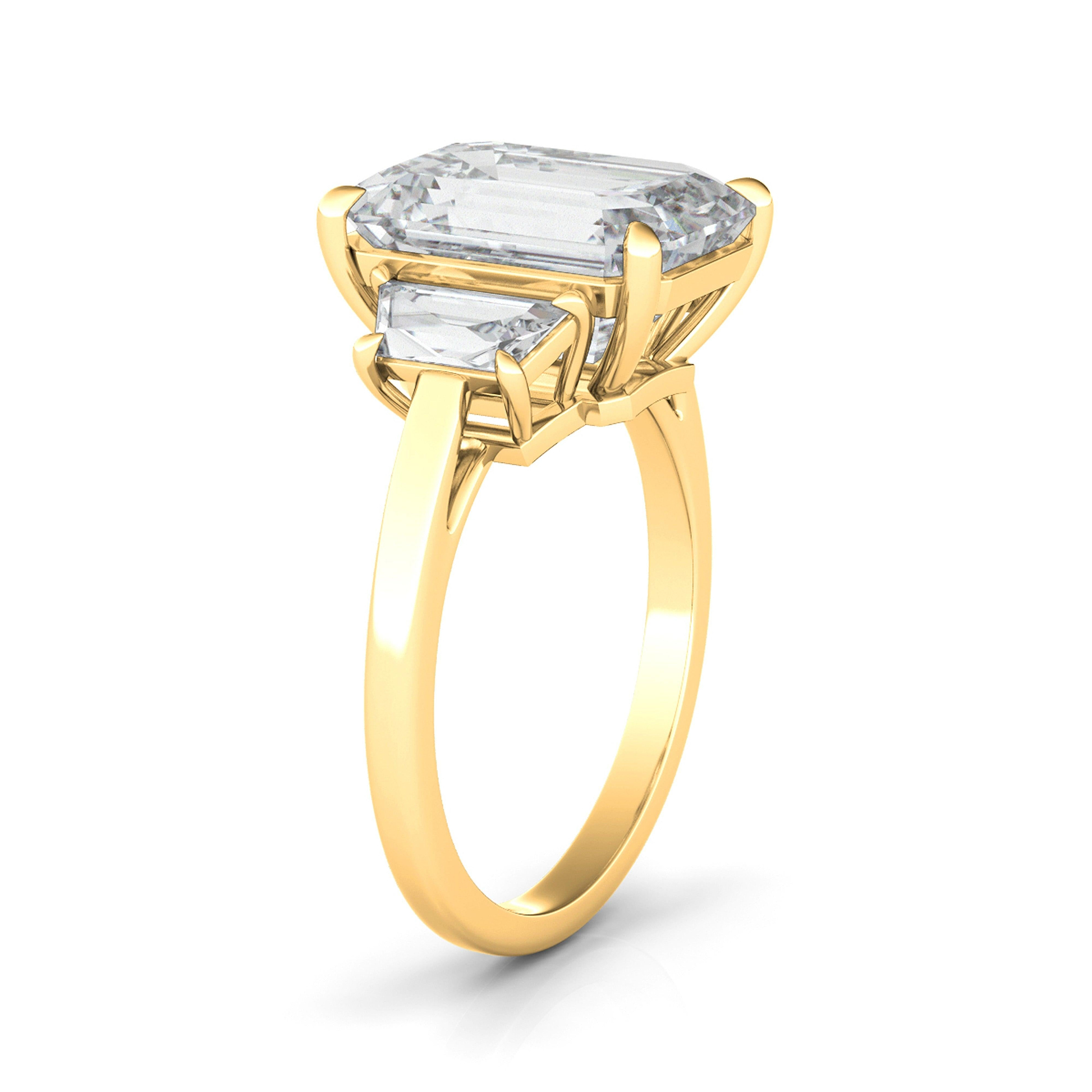 Emerald Cut Engagement Ring With Trapezoids - HauteCarat
