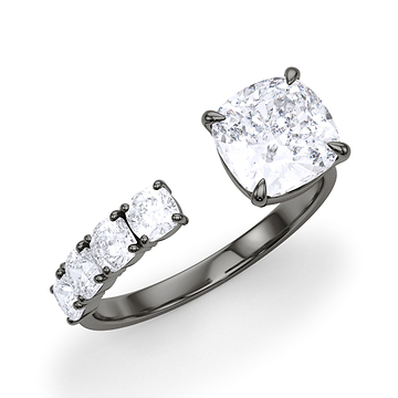 Floating Cushion Cut Diamond Ring 
