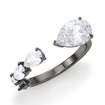 Floating Sideways Pear Cut Diamond Ring 