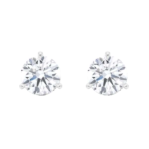 3-Prong Round Brilliant Diamond Stud Earrings