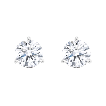 3 Prong Round Brilliant Diamond Stud Earrings 