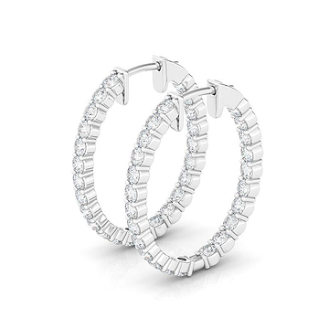 Oval Shape Inside-Out Diamond Hoops 