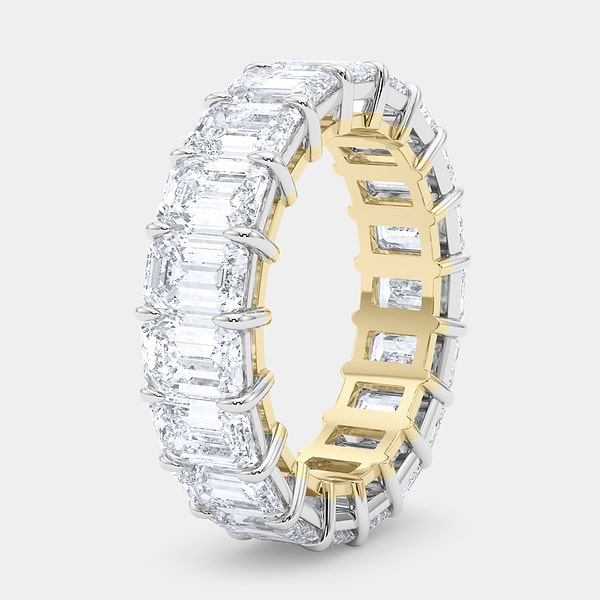 Mixed Metal Emerald Diamond Eternity Band