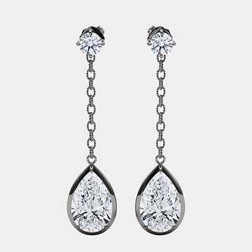 Link Chain Pear Diamond Drop Earrings 