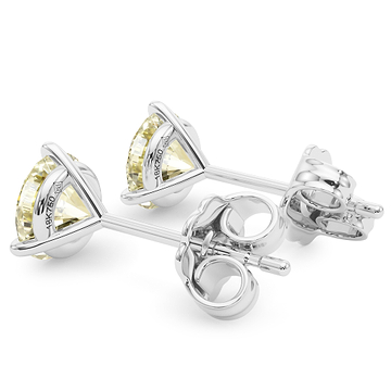 Yellow Diamond Three Prong Studs 