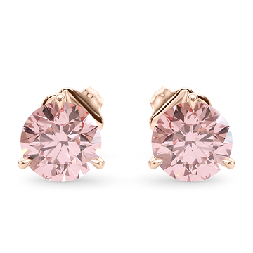Pink Diamond Three Prong Studs 