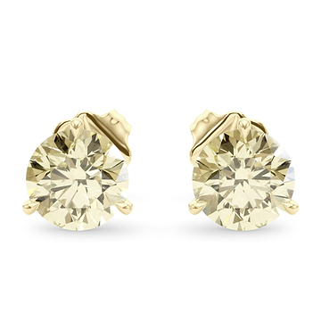 Yellow Diamond Three Prong Studs 