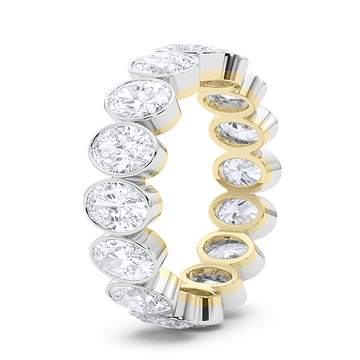 Mixed Metal Oval Bezel Diamond Eternity Band