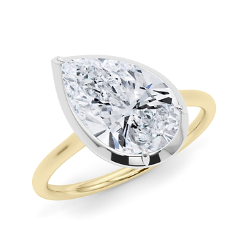 Two-Tone Tilted Pear Diamond Ring 