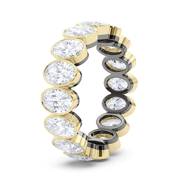 Mixed Metal Oval Bezel Diamond Eternity Band 