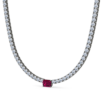 4 Prong Diamond & Birthstone Tennis Chain Necklace 
