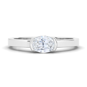 Oval Half Bezel Diamond Ring 