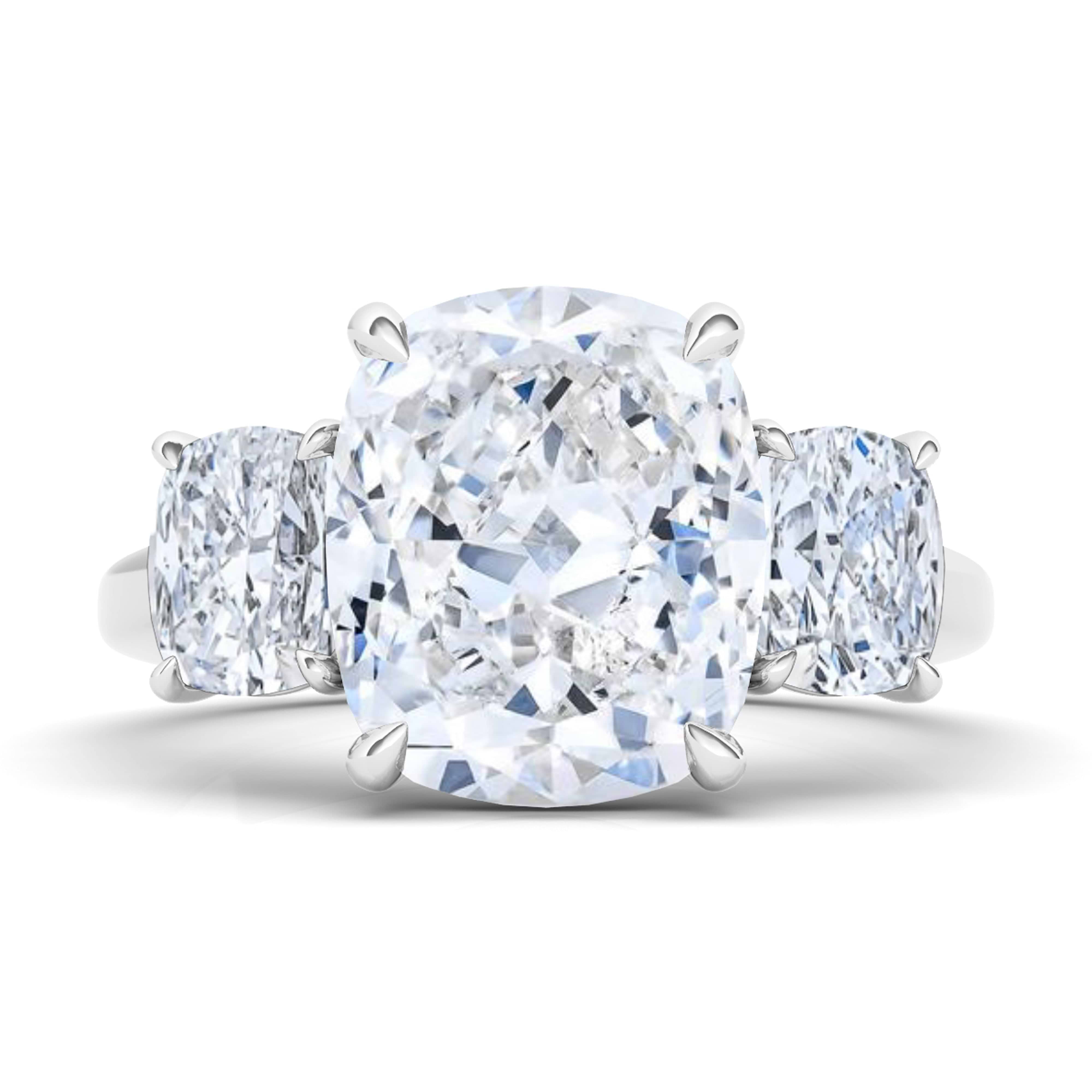 3-Stone Cushion Cut Diamond Ring - Main Image