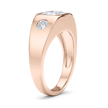Men's Asscher Cut Signet Ring with Side Stones 