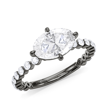 Step Cut Oval Engagement Ring 