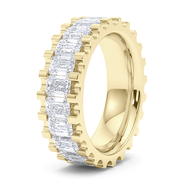 Emerald Channel Set Fluted Eternity Band 
