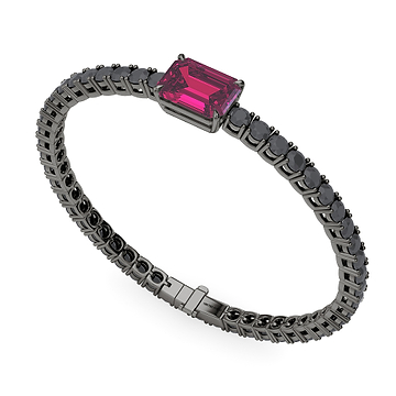 Black Diamond & Birthstone Tennis Bracelet 
