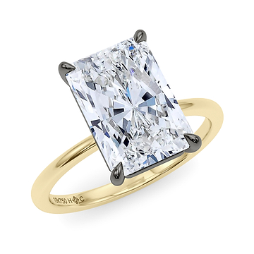 Mixed Metal Radiant Cut Diamond Ring 