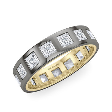 Mixed Metal Men's Asscher Cut Diamond Band 