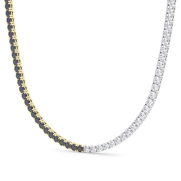 Men’s Black & White Diamond Tennis Necklace 