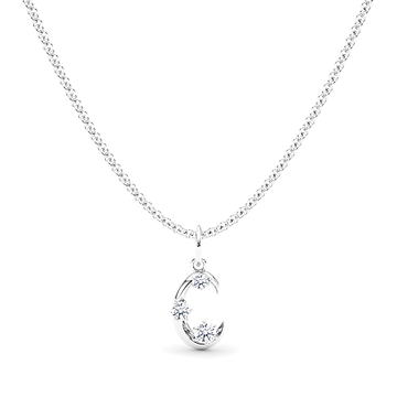 Men's Graduated Diamond Initial Pendant Letter C 