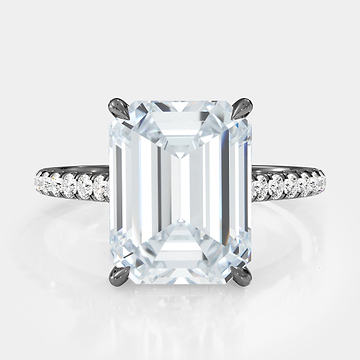 Emerald Cut Pave Diamond Ring 