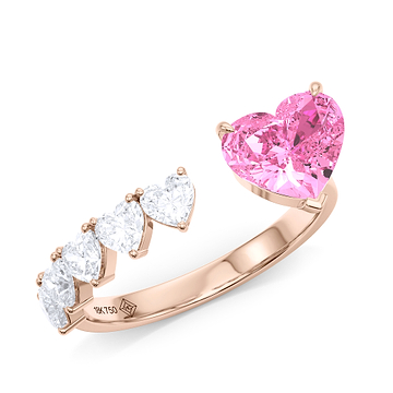 Floating Pink Diamond Heart Ring 