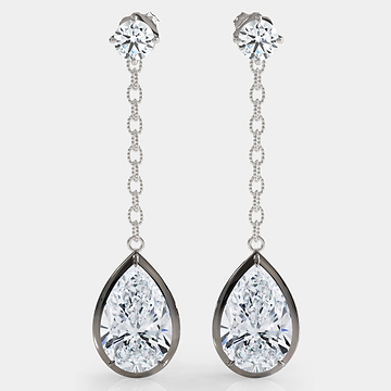 Two-Tone Link Chain Pear Drop Earrings 