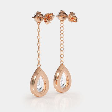 Link Chain Pear Diamond Drop Earrings 