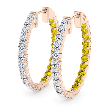 Oval Shape Diamond & Birthstone Inside Out Hoops 