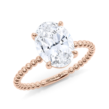 Oval Bead Band Engagement Ring 