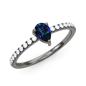 Pear Birthstone and Pave Diamond Ring 