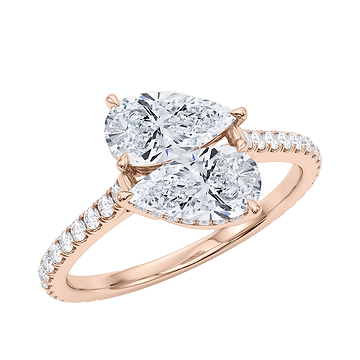 Twin Pear East West Pave Ring 