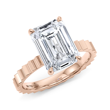 Emerald Cut Diamond Fluted Ring 