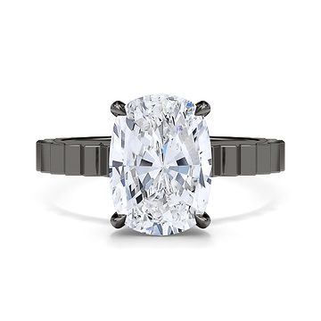 Elongated Cushion Cut Diamond Fluted Ring 