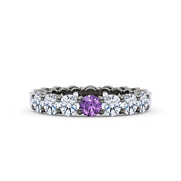 Round Cut Diamond & Birthstone Eternity Band 