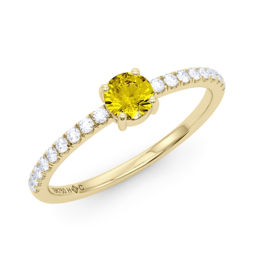 Round Birthstone and Pave Diamond Ring 