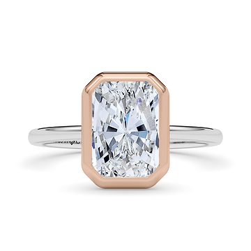 Mixed Metal Bezel Radiant Diamond Ring 