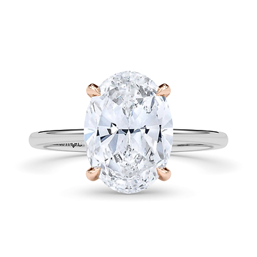 Mixed Metal Oval Cut Diamond Ring 