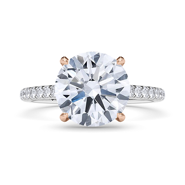 Mixed Metal Round Brilliant Pave Diamond Ring 