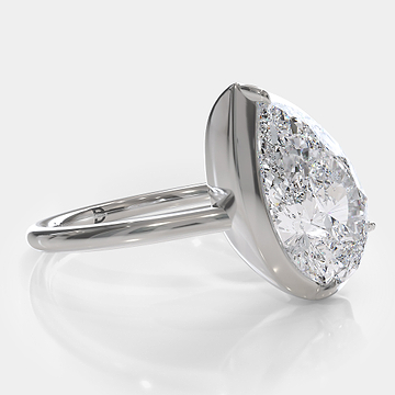 Two Tone Tilted Pear Diamond Ring 