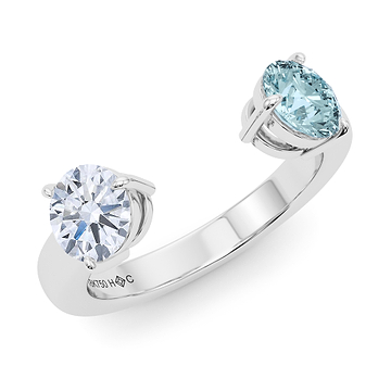 Two Stone Toi Et Moi Round Diamond Ring and Birthstone 